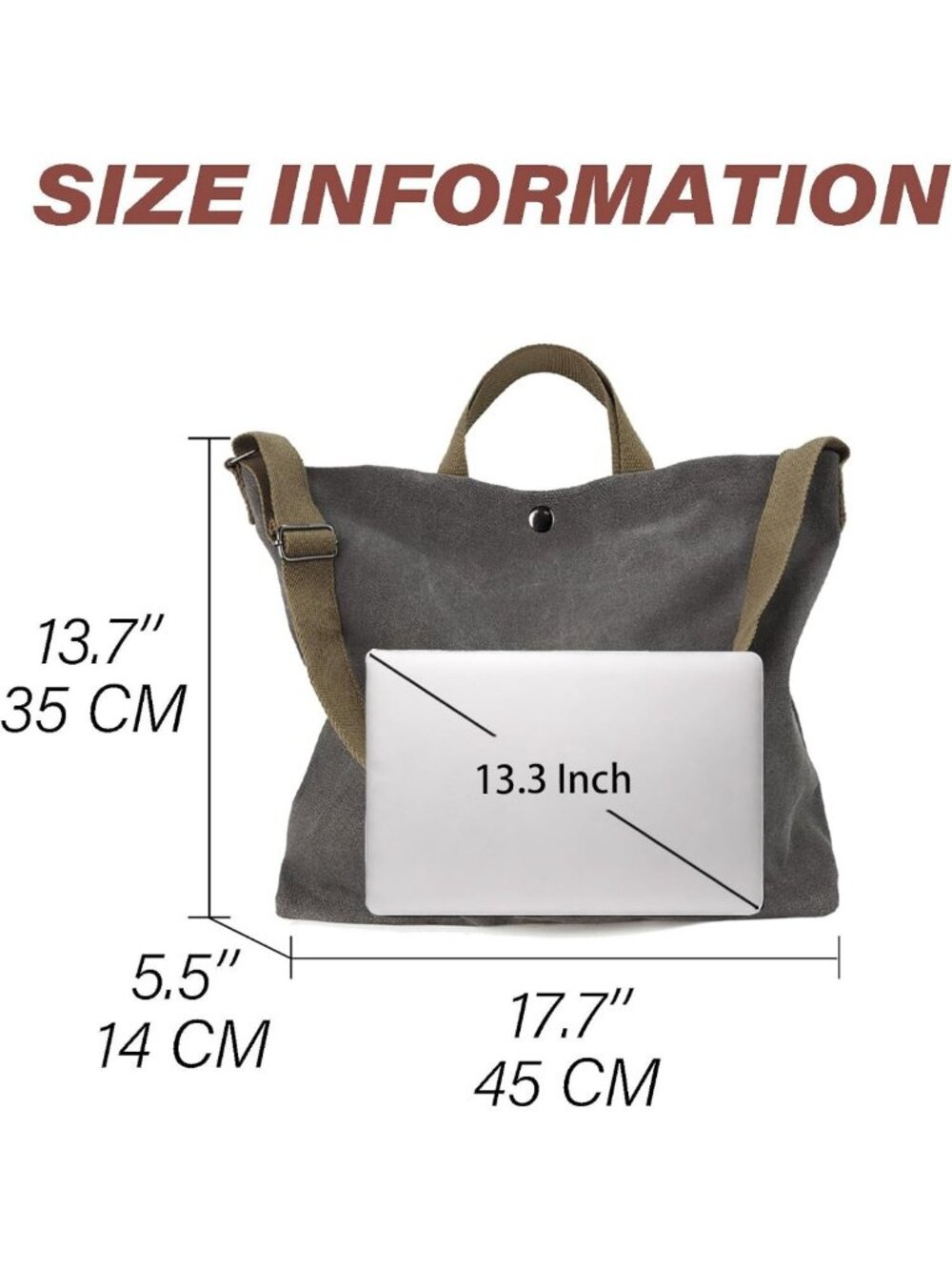 Large Capacity Canvas Tote Bag for Women - Stylish Travel Shoulder & Crossbody - Picture 6 of 6